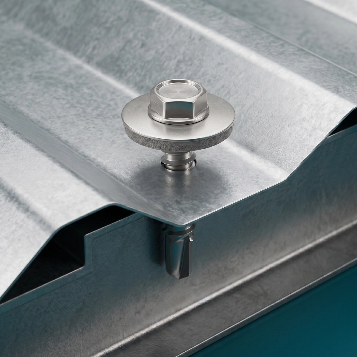 Self-drilling screw used in a steel application